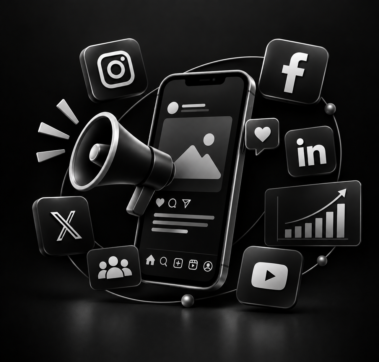 monochrome social media command center